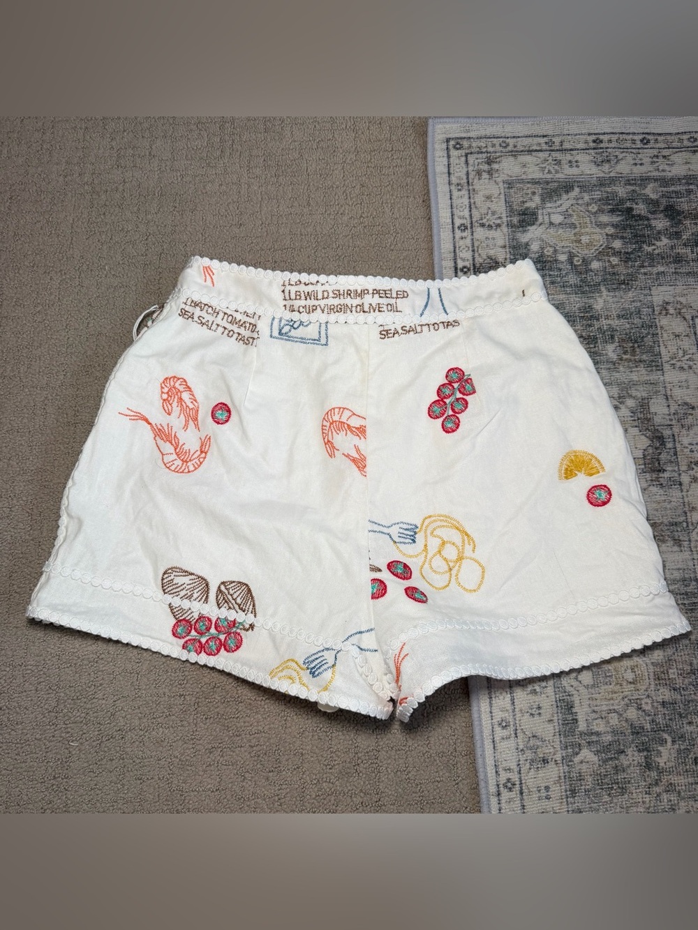 Caroline Constas Women’s Frutti Di Mare Shorts Sz 4 White Linen Embroidered NWT - Picture 9 of 12